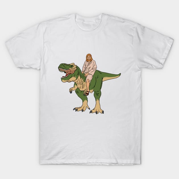 Jesus On Dinosaur T-Shirt by dumbshirts